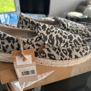 Hey Dude Grey Cheetah Woven Slip-On Shoes